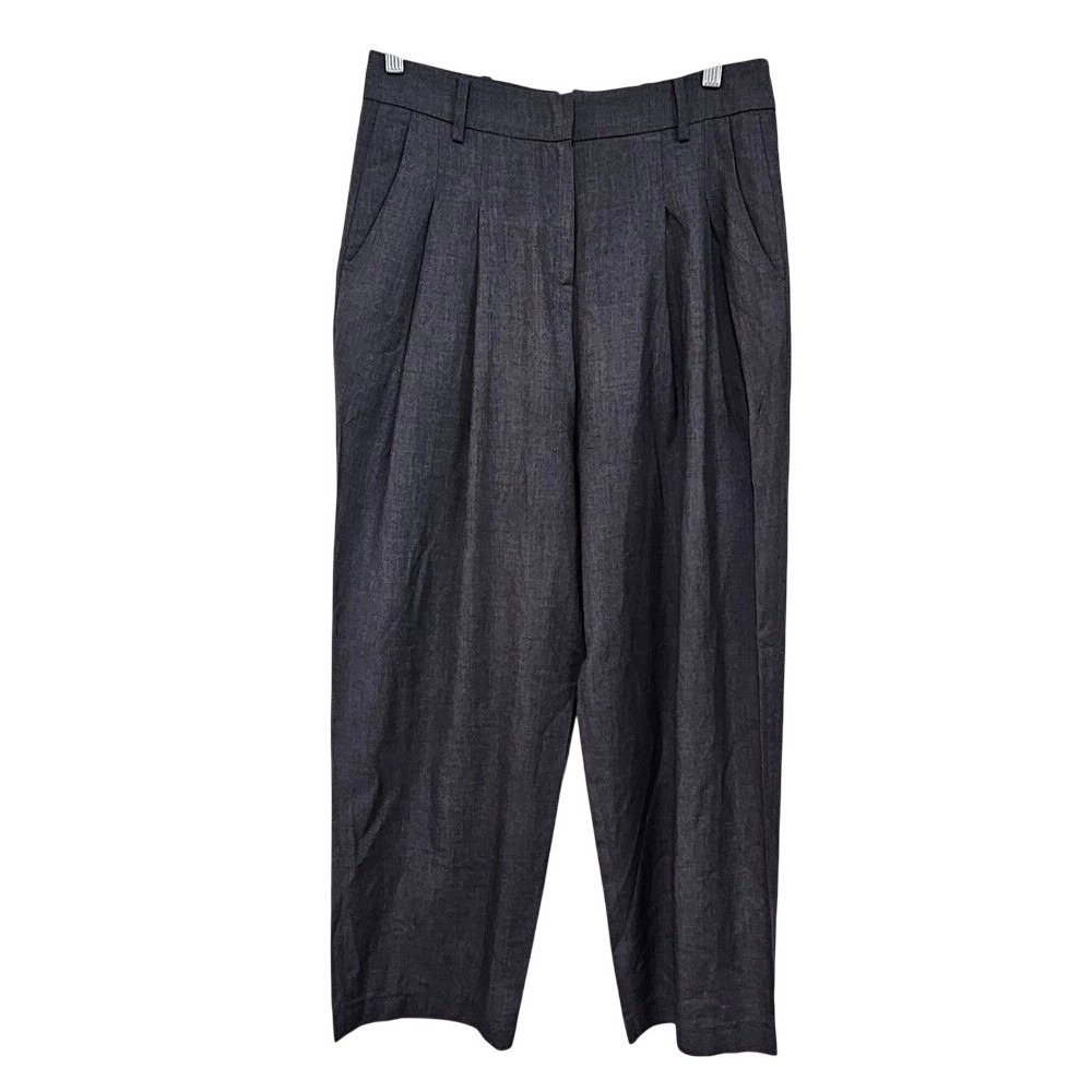Frankie Shop Pleated Trousers Women M Grey Wide Leg High Rise Pant Minimalist ~